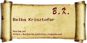Belba Krisztofer névjegykártya